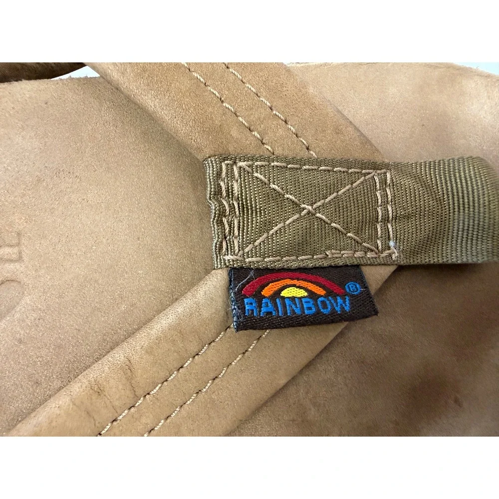 Rainbow Sandals Mens 5 Womens 7 Single Layer Premier Leather Flip Flops Brown